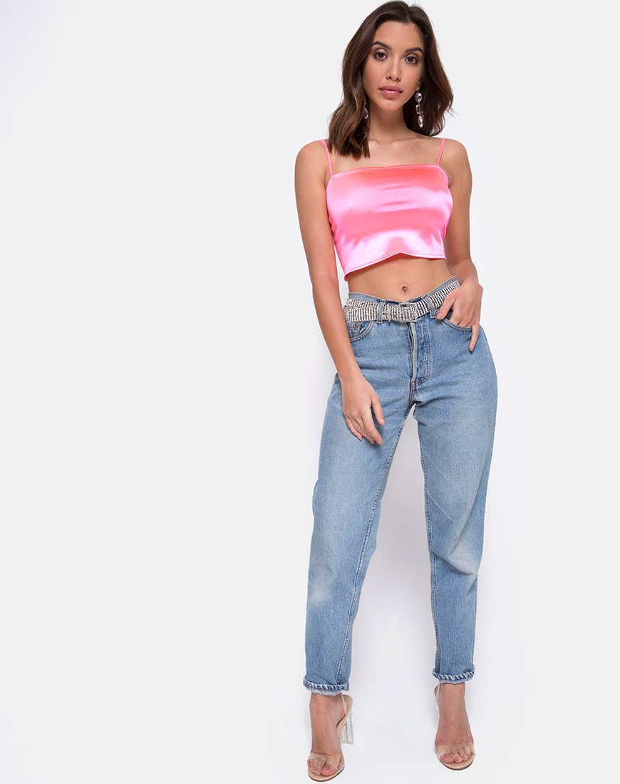 fluro pink crop top