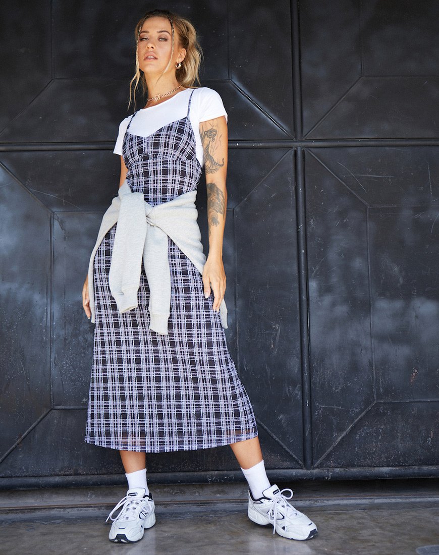 black n white check dress