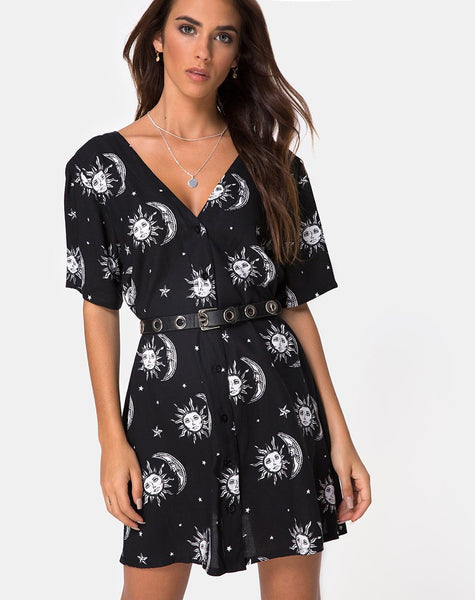 black dress with stars and moons