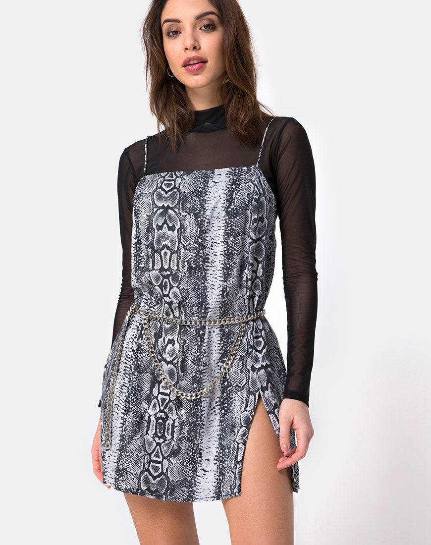 snake print slip dress