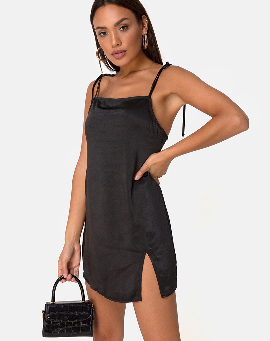 mini slip dress black