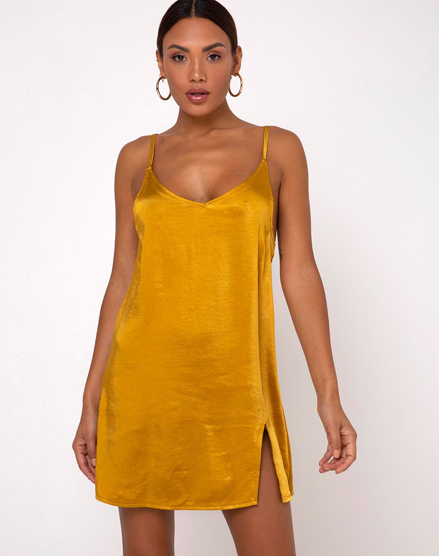 yellow slip dress