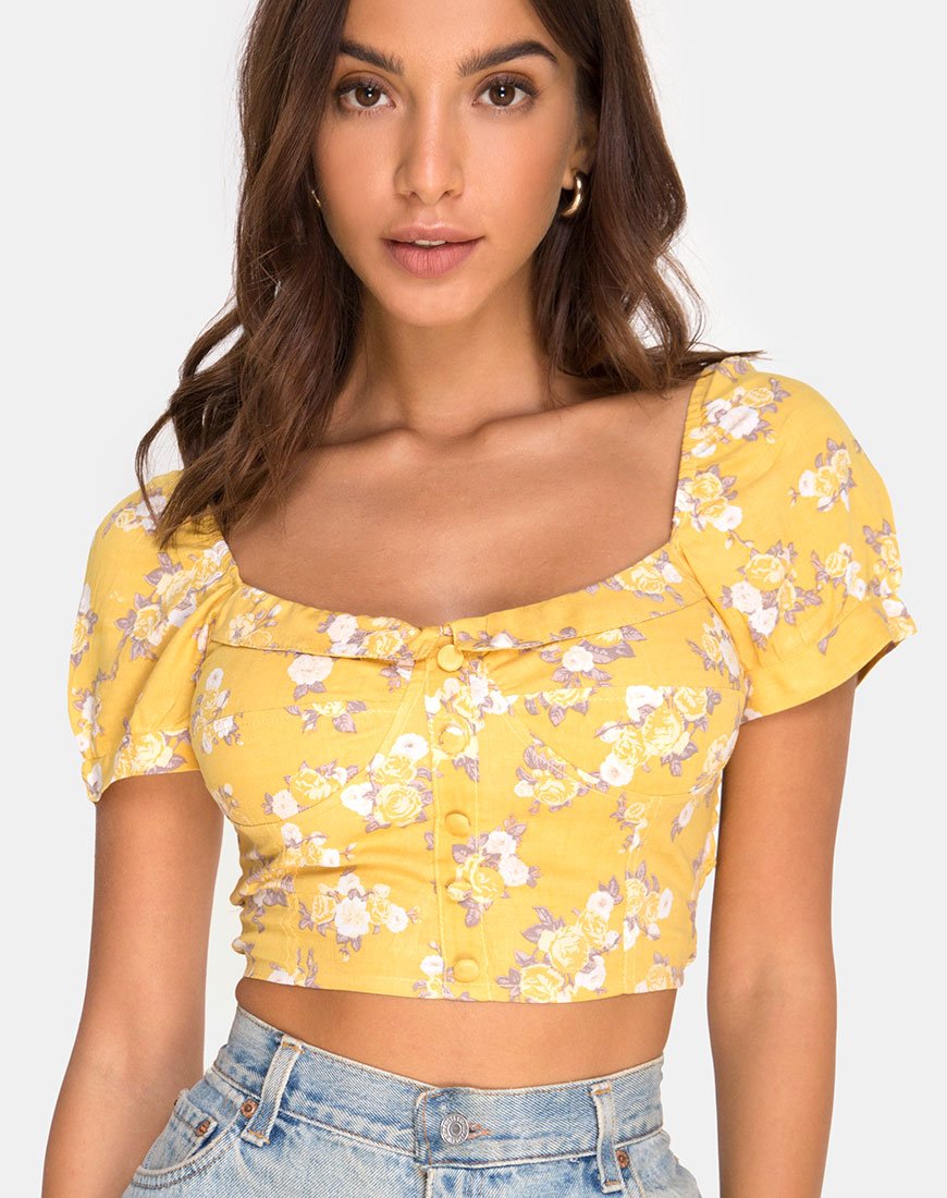 Fahrani Top in Rose Bunch Yellow – motelrocks-com-us