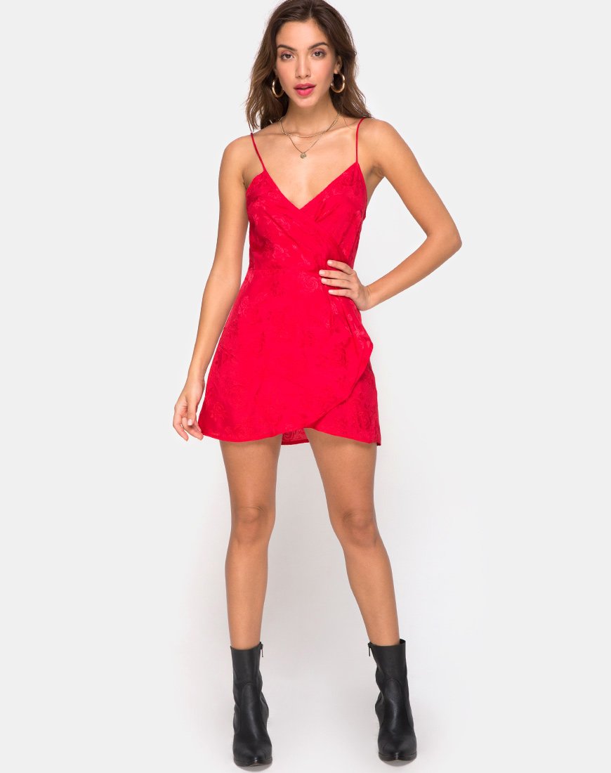 motel rocks red satin dress