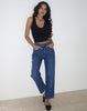 Image of Mid Rise Straight Leg Jeans in Mid Blue Used Denim