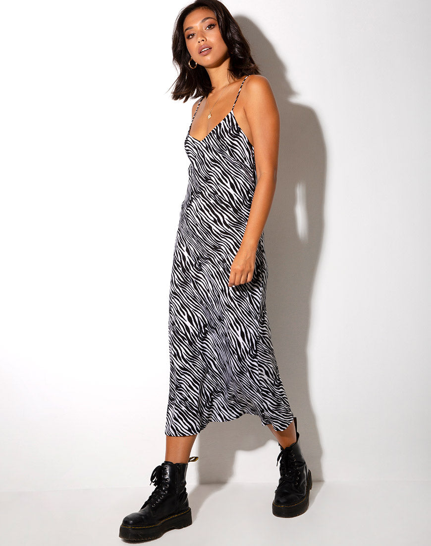 zebra midi dress