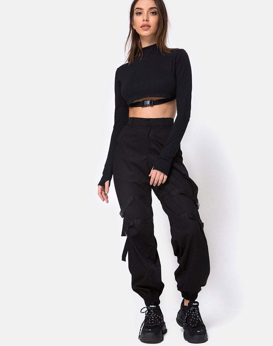 Monec Crop Top in Black Buckle – motelrocks-com-us