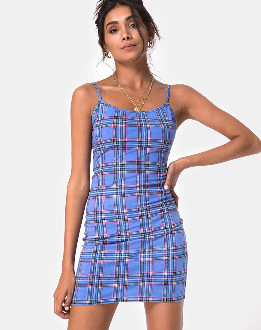 pink plaid bodycon dress