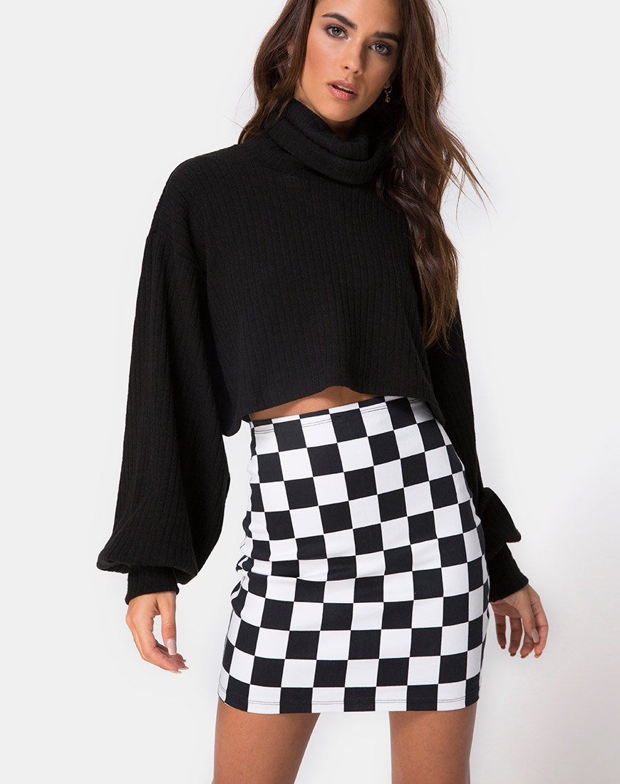 checkered bodycon skirt