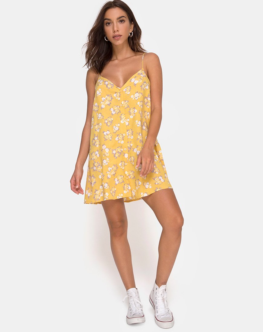 Strappy Yellow Floral Slip Dress | Sanna – motelrocks-com-us