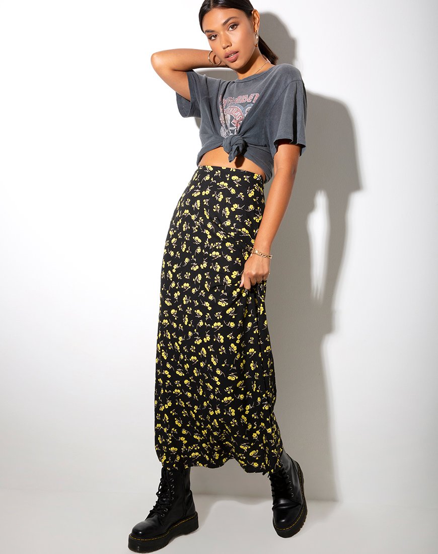 black and yellow skirt