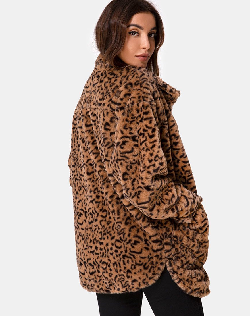 Teddy Bear Fur Coat in Brown Leopard – motelrocks-com-us