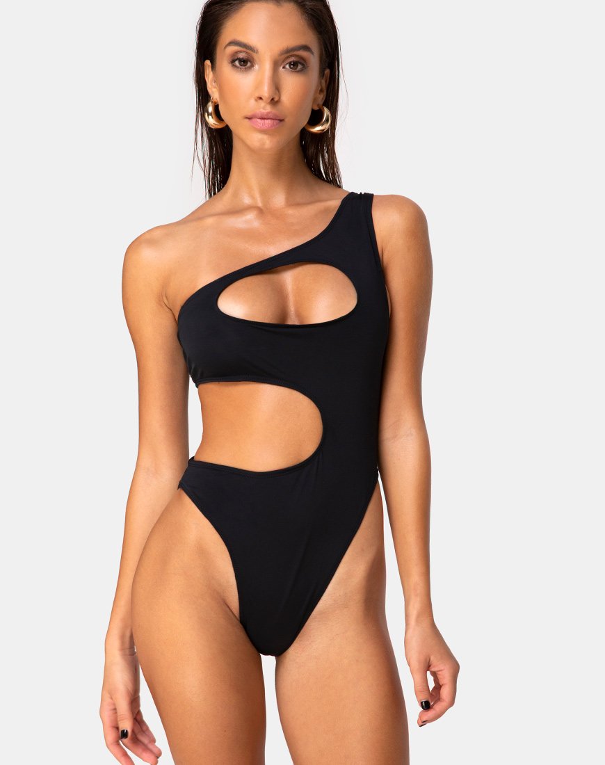 Matte Black Cutout Swimsuit | Velora 