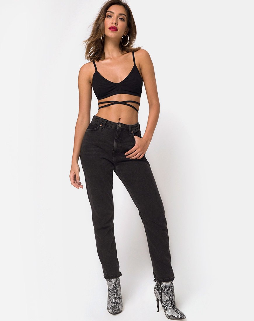 black wrap around bralette