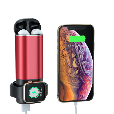 You can charge your mobile phone, for iWatch/airpods at any time, and you don't have to worry about the lack of power. for Airpods headset protection bin: protect your for airpods, charge your headset, so you have no worries.  Widely compatible: can support charging for iWatch 1/2/3/4 generations ( Watch 1 N7000 not support)  Durable battery life: you can charge the watch 10 times, the phone charge 3 times, the headphone charge 60 times + electricity;