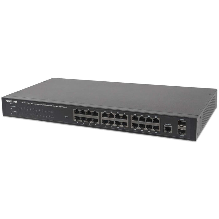 Intellinet 24-Port Gigabit Ethernet PoE+ Web-Managed Switch with 2 SFP Ports, 560559
