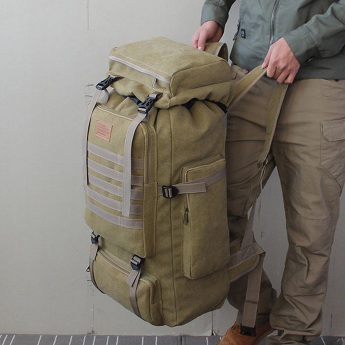 60L Large Military Molle Canvas Backpack