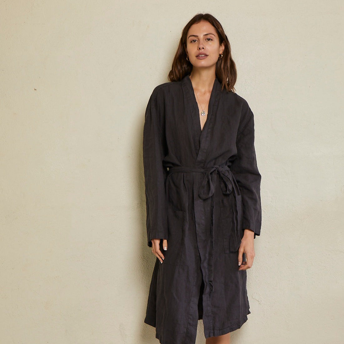 Charcoal Linen Robe