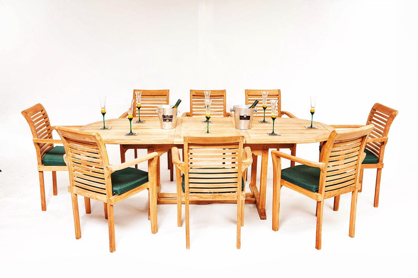 The Skipton 8 Seater Teak Garden Table Chairs Set Garden Furniture Hunters Of Yorkshire