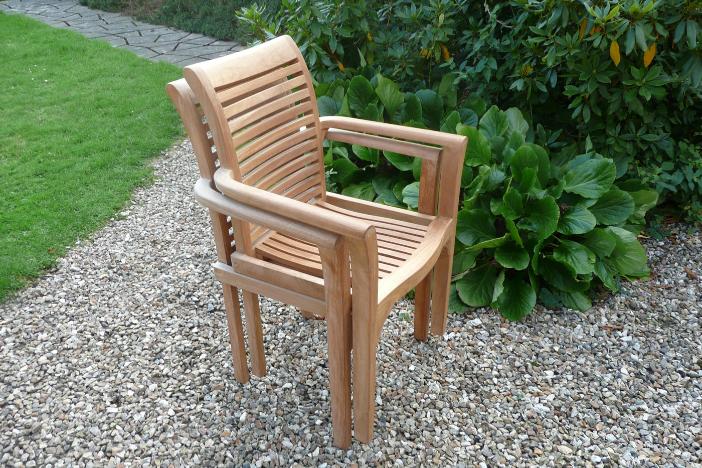Two Teak Stacking Garden Chairs | Garden Furniture ...