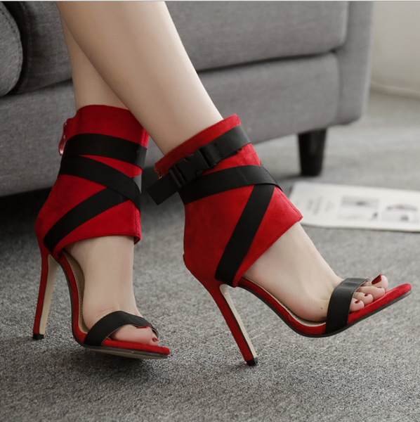 2019 Summer New arrival connected Color plus size high heels women sho ...