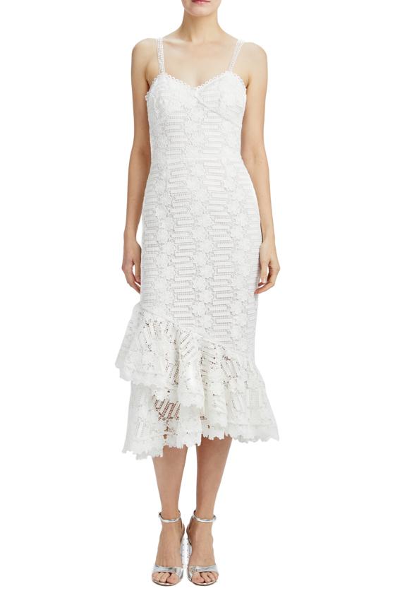 monique lhuillier white lace dress