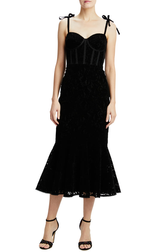 ml monique lhuillier floral lace midi dress