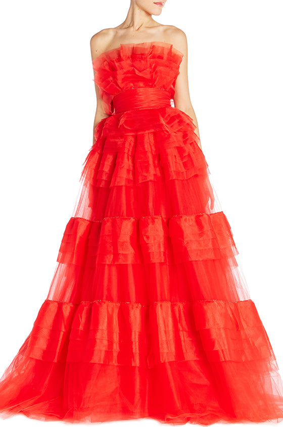 monique lhuillier red gown