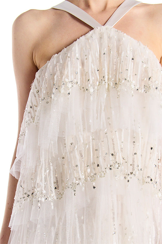 Tiered Embroidered Bridal Dress