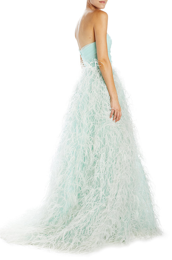 feather ball gown