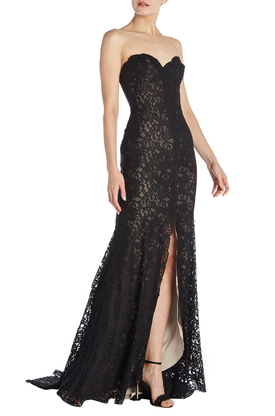 strapless lace trumpet gown bliss monique lhuillier