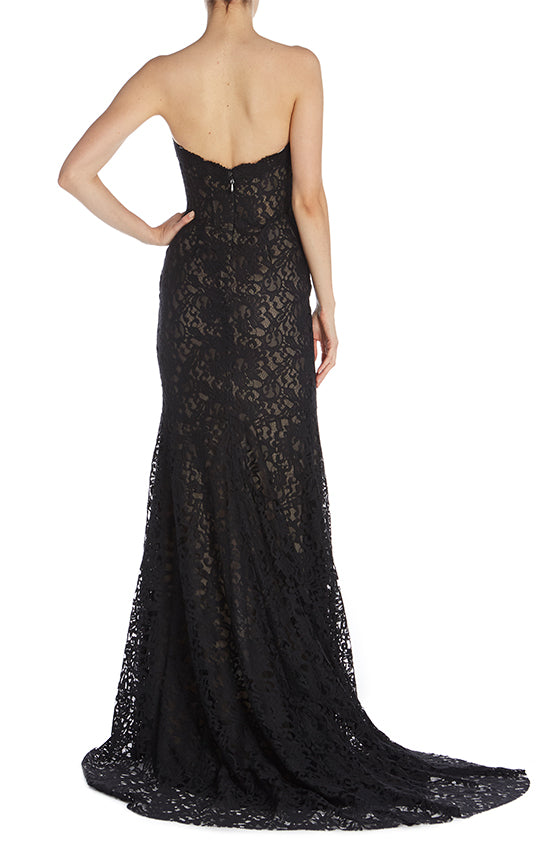 strapless lace trumpet gown bliss monique lhuillier