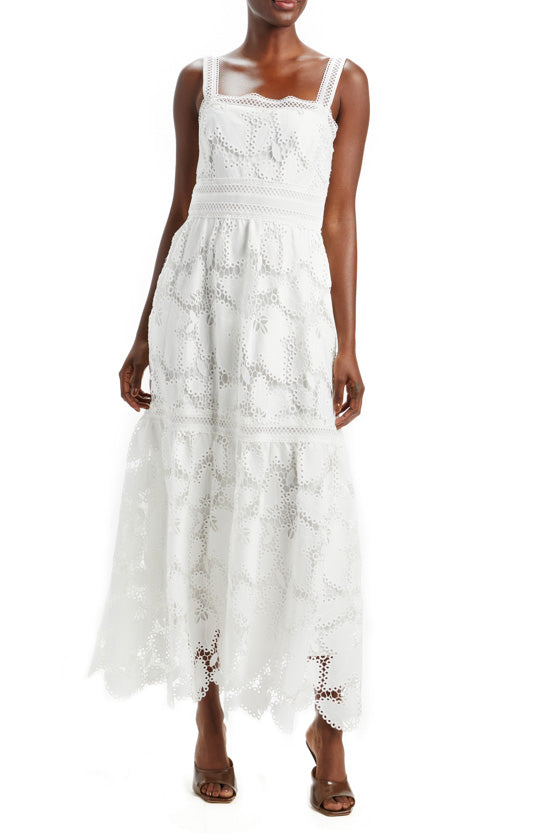 Guipure Lace Tiered Maxi Dress