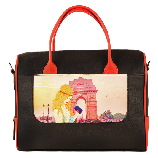 Women's Handcrafted Chennai Print Weekender Bag (Black) – Maheejaa