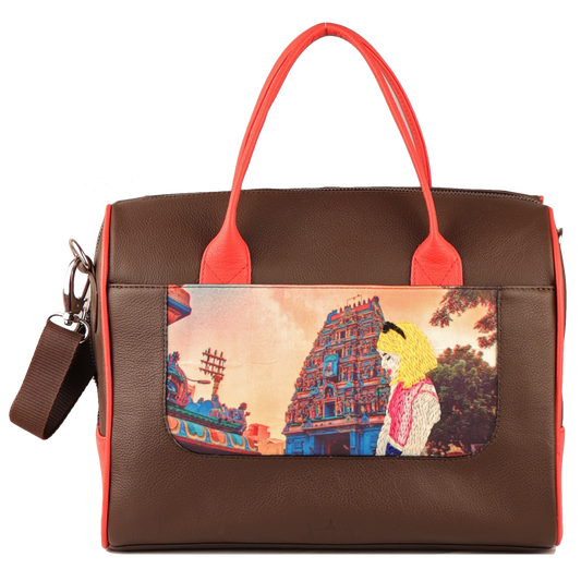 Women's Handcrafted Chennai Print Weekender Bag (Black) – Maheejaa