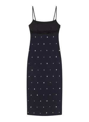 Alana Embellished Midi Dress - Evening Blue/Black/Crystal - Coplons