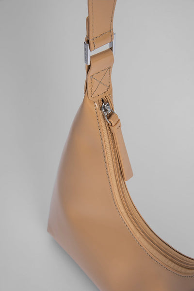 Amber Semi Patent Leather Handbag - Cream