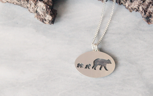 mama bear and cubs necklace
