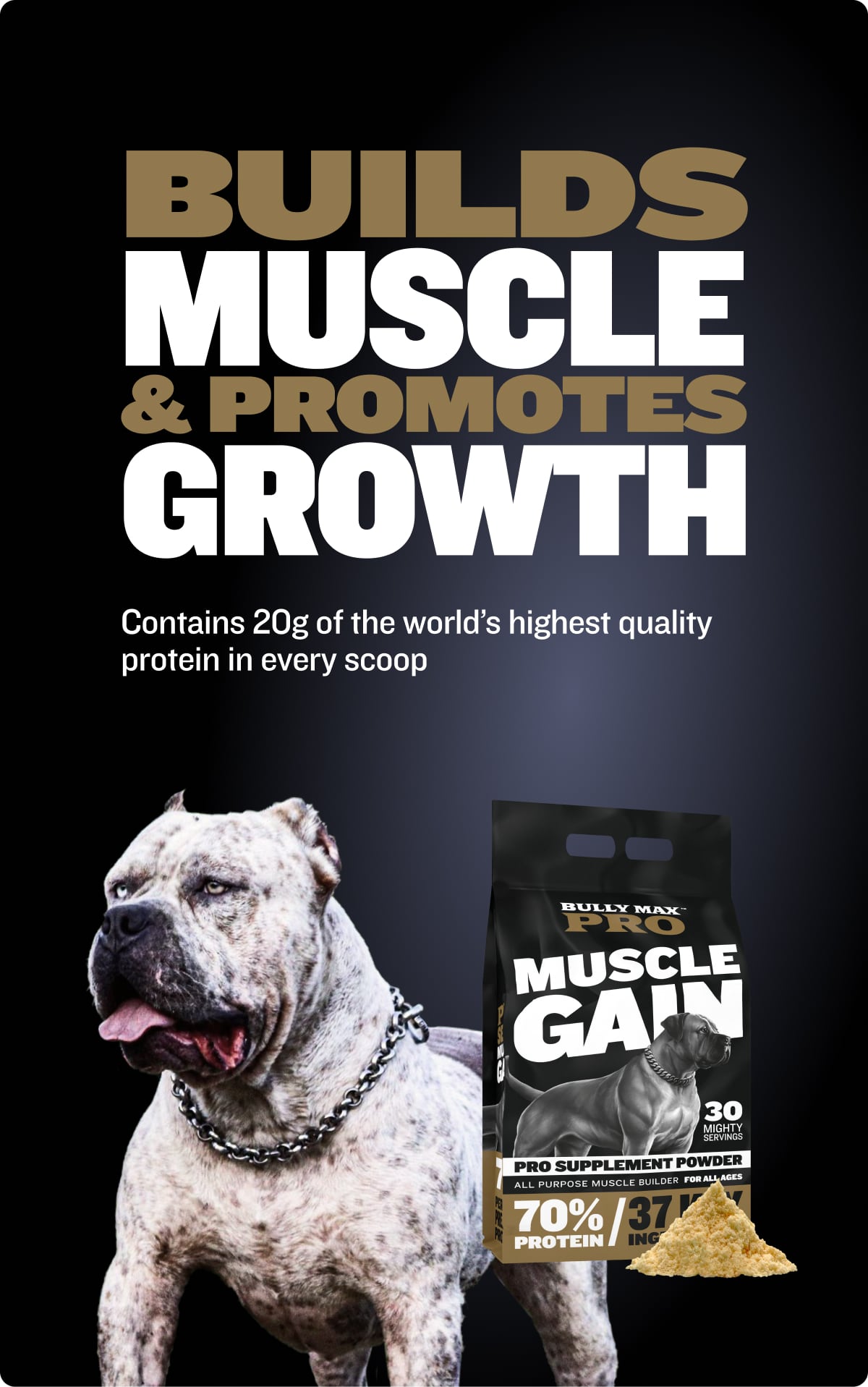 Bully Max Pro is the most powerful muscle builder. Builds muscle and promotes growth. Professional series supplement.