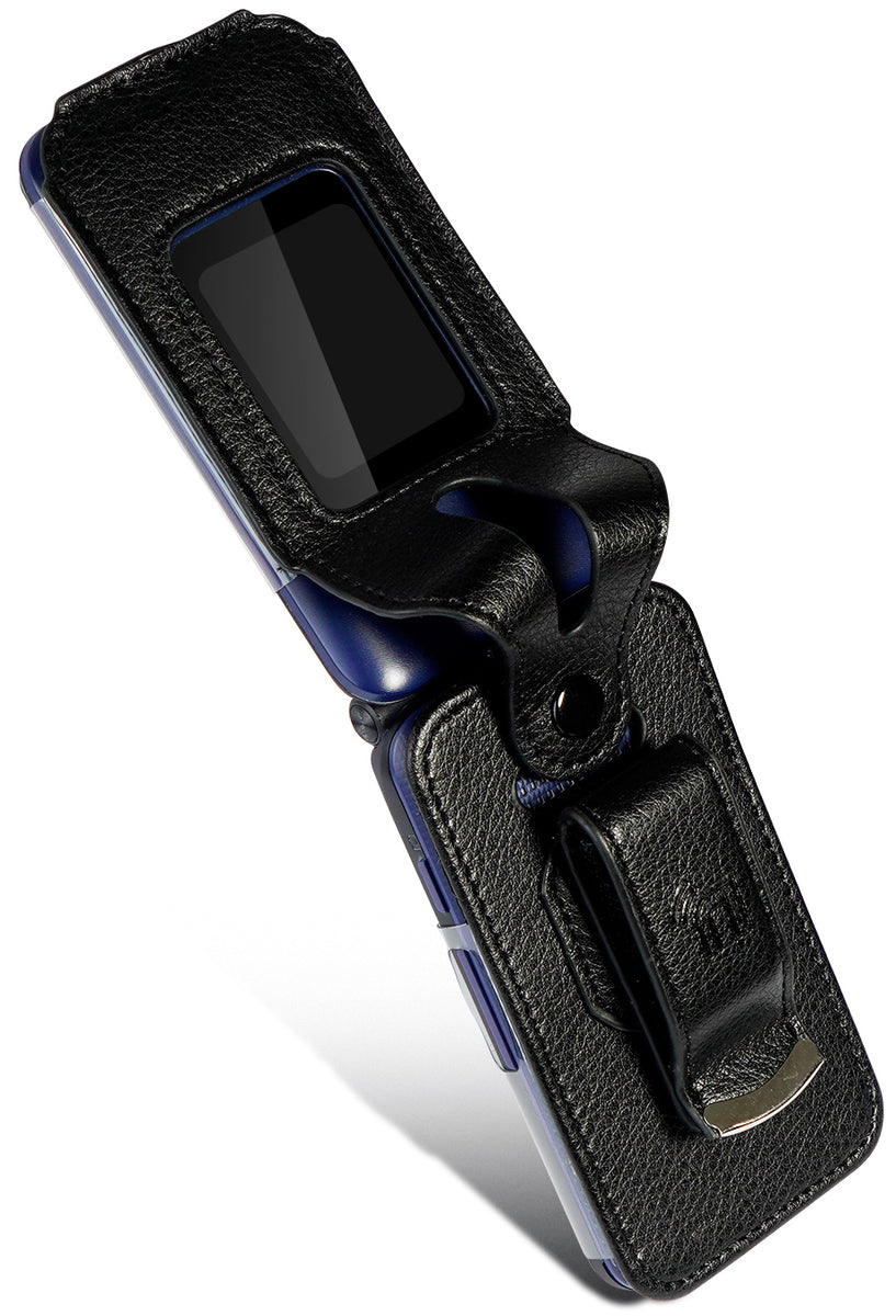 Black Vegan Leather Case Belt Clip For Cingular Flip Iv 4 Cricket Deb Nakedcellphone