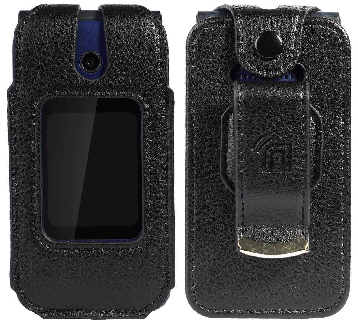 Black Vegan Leather Case Belt Clip For Cingular Flip Iv 4 Cricket Deb Nakedcellphone