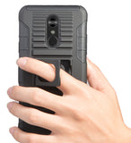 Black Rugged Grip Case Cover Stand + Belt Clip Holster Holder for LG Stylo 5