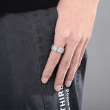 Zircon titanium stainless steel silver ring 