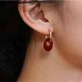 Hepburn red gold earrings