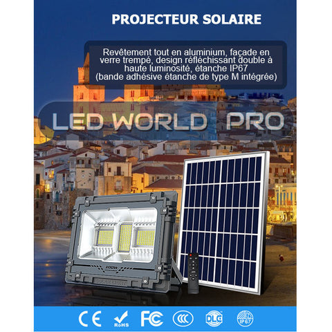 Projecteur solaire noir eclairage puissant panneau solaire déporté LED –