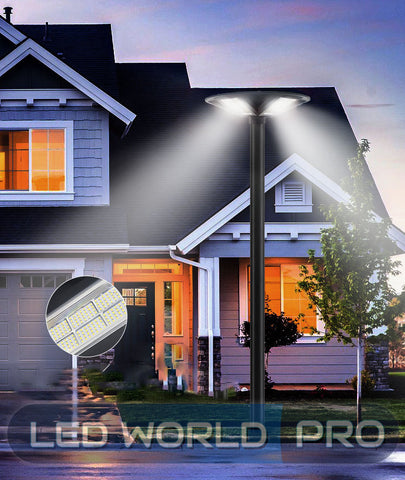 Lumière de sécurité solaire à détecteur de mouvement pour extérieur -  Triple tête - 32 W - 6000 K - Noir