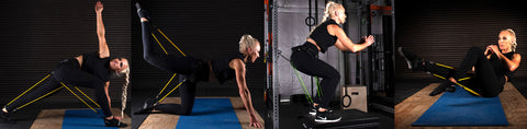 A Woman Using WearBands as Fitness Training Equipment