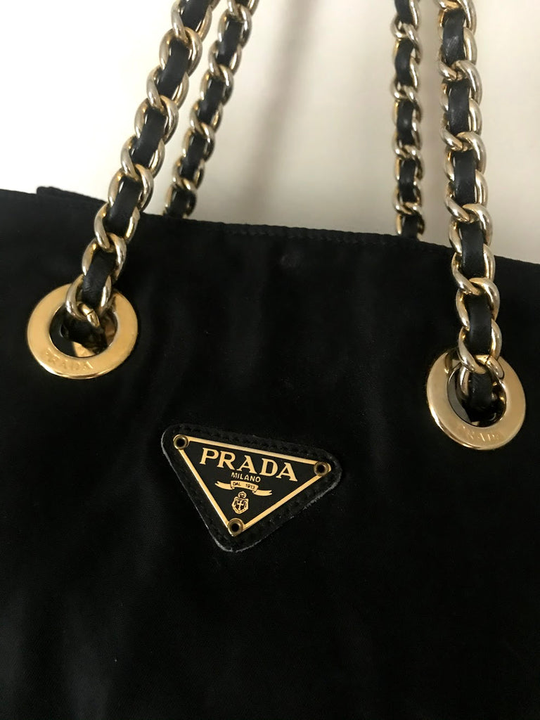 gold prada bag