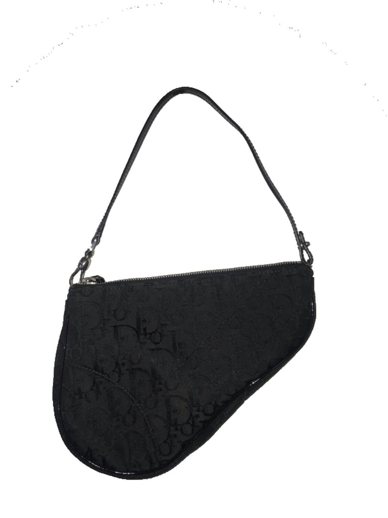 vintage black dior saddle bag