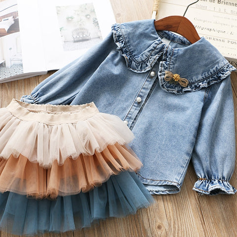 denim shirt with tutu